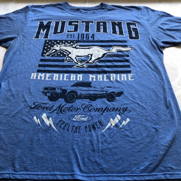 Mustang Ford Est. 1964 Blue Printed Vintage T-Shirt Men’s Size XL Classic Tee - Picture 14 of 14